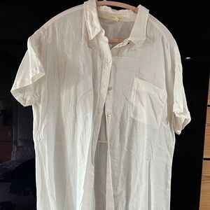 Free ship!! Eileen Fisher Vintage High-Low Shirt Dress, Linen Sz M